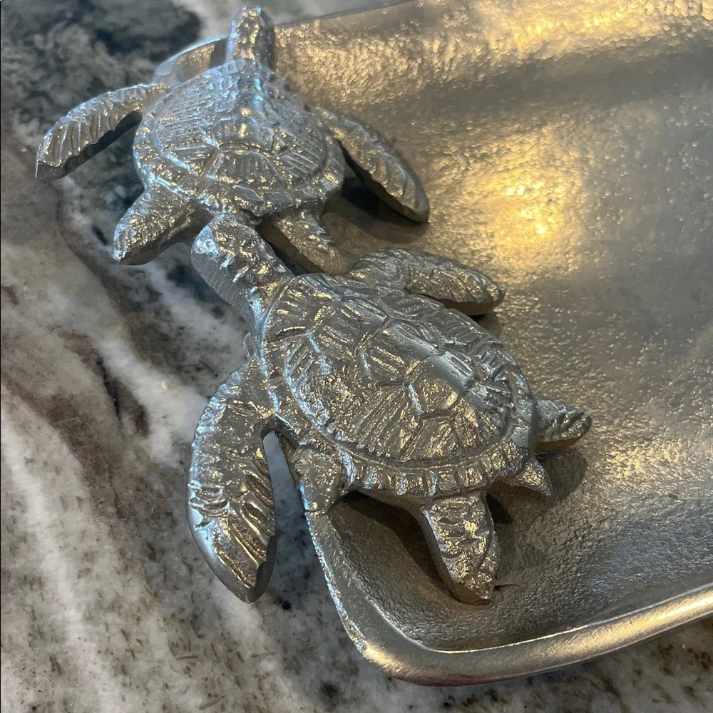 Z Gallerie Silver Metal Turtle Tray RARE